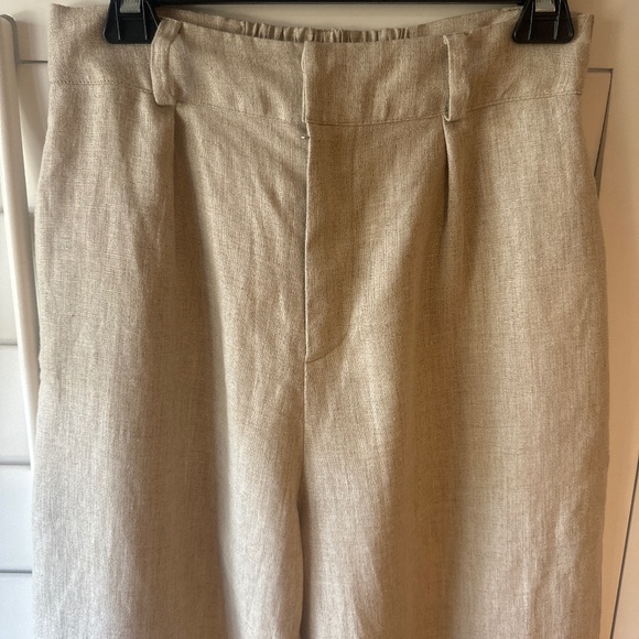 FAITHFULL THE BRAND NEW Ida Linen Wide Leg Pants Natural 6 M - Picture 6 of 10